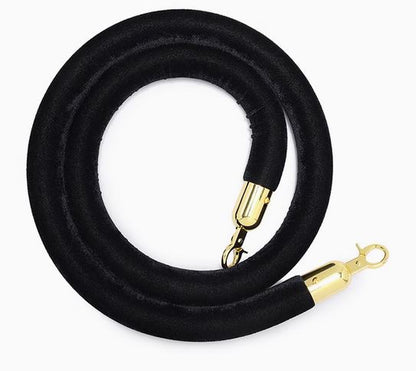 Gold Queue Bollard Post Set of 3 Posts + 2 Black Ropes