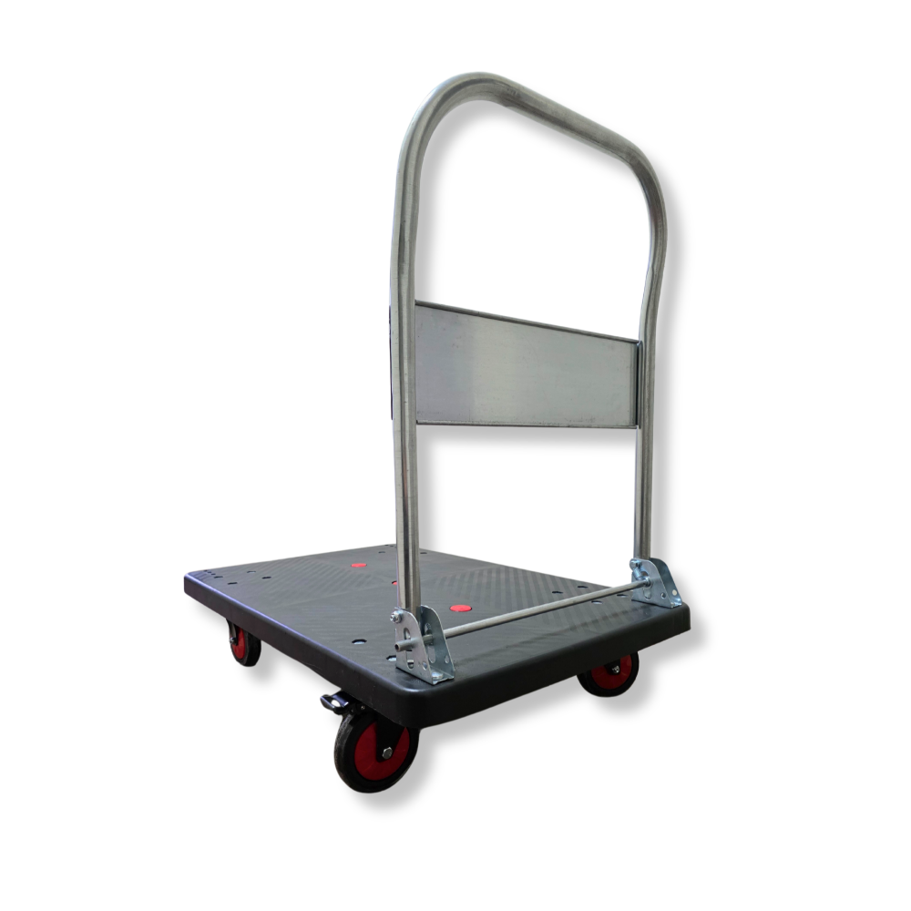 Heavy Duty Platform Trolley 270kg Black 720×490mm with Silent Braking Wheels