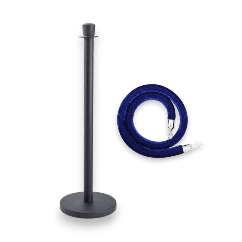 Stanchions Black Rope Queue Barrier