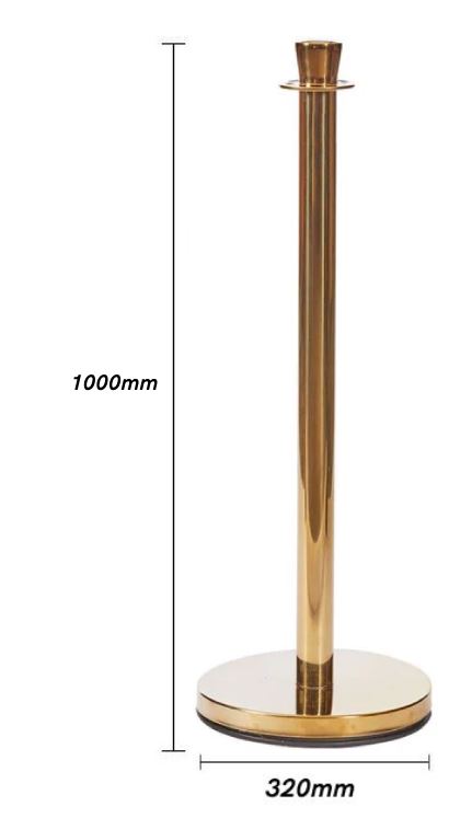 Gold Crowd Control Bollards Set of 3 Posts + 2 White Ropes