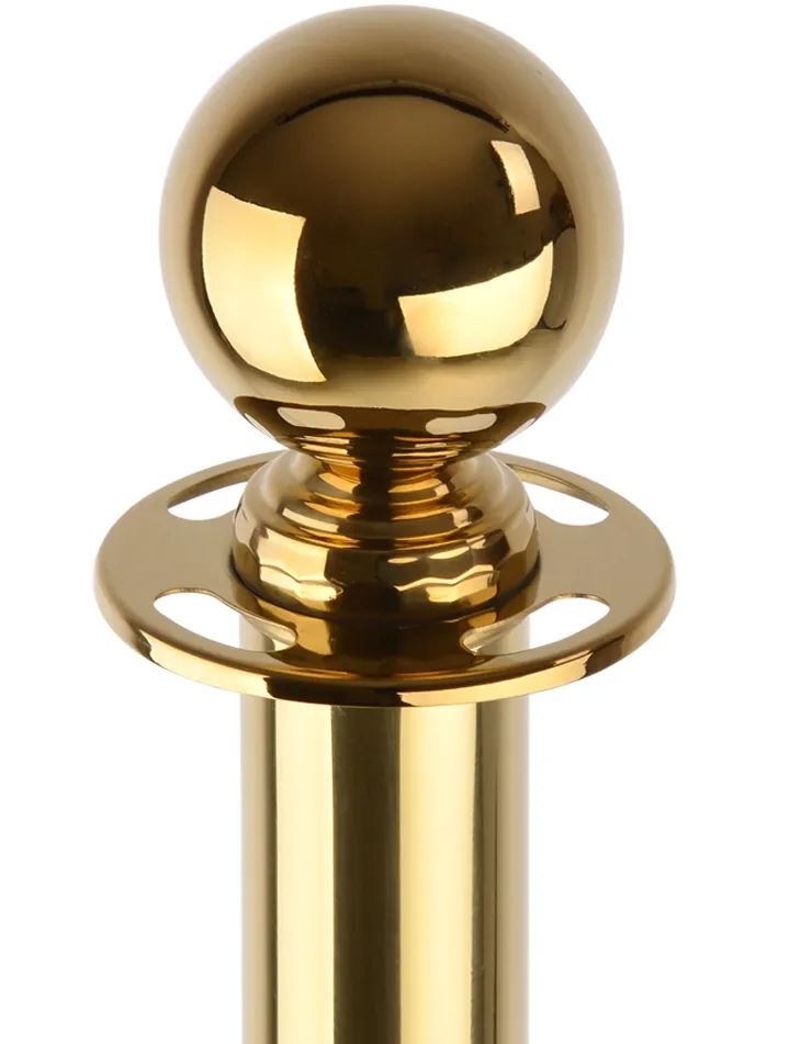 Gold Rope Queue Barrier - Globe Top