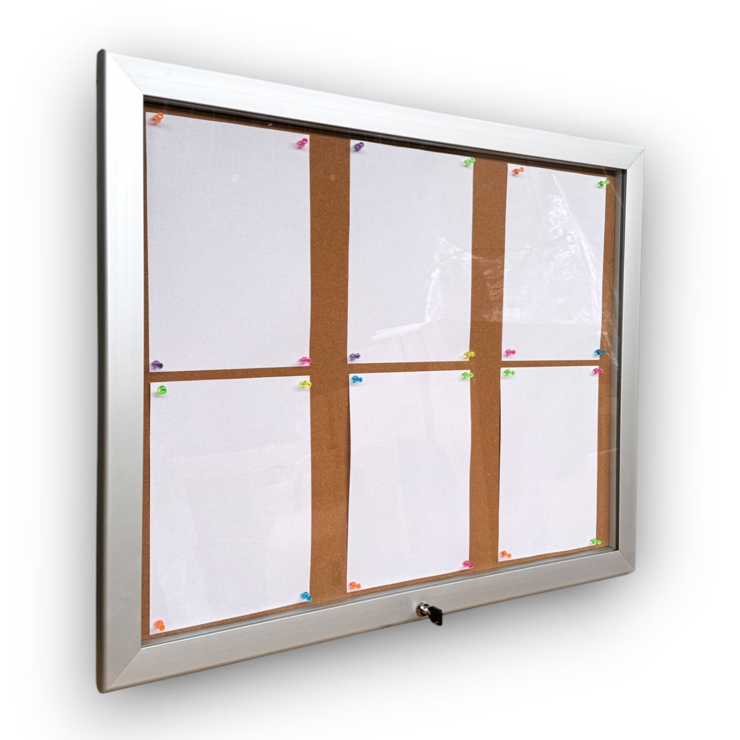 Notice Board Lockable Outdoor Wall Mounted Cork Board 4xA4