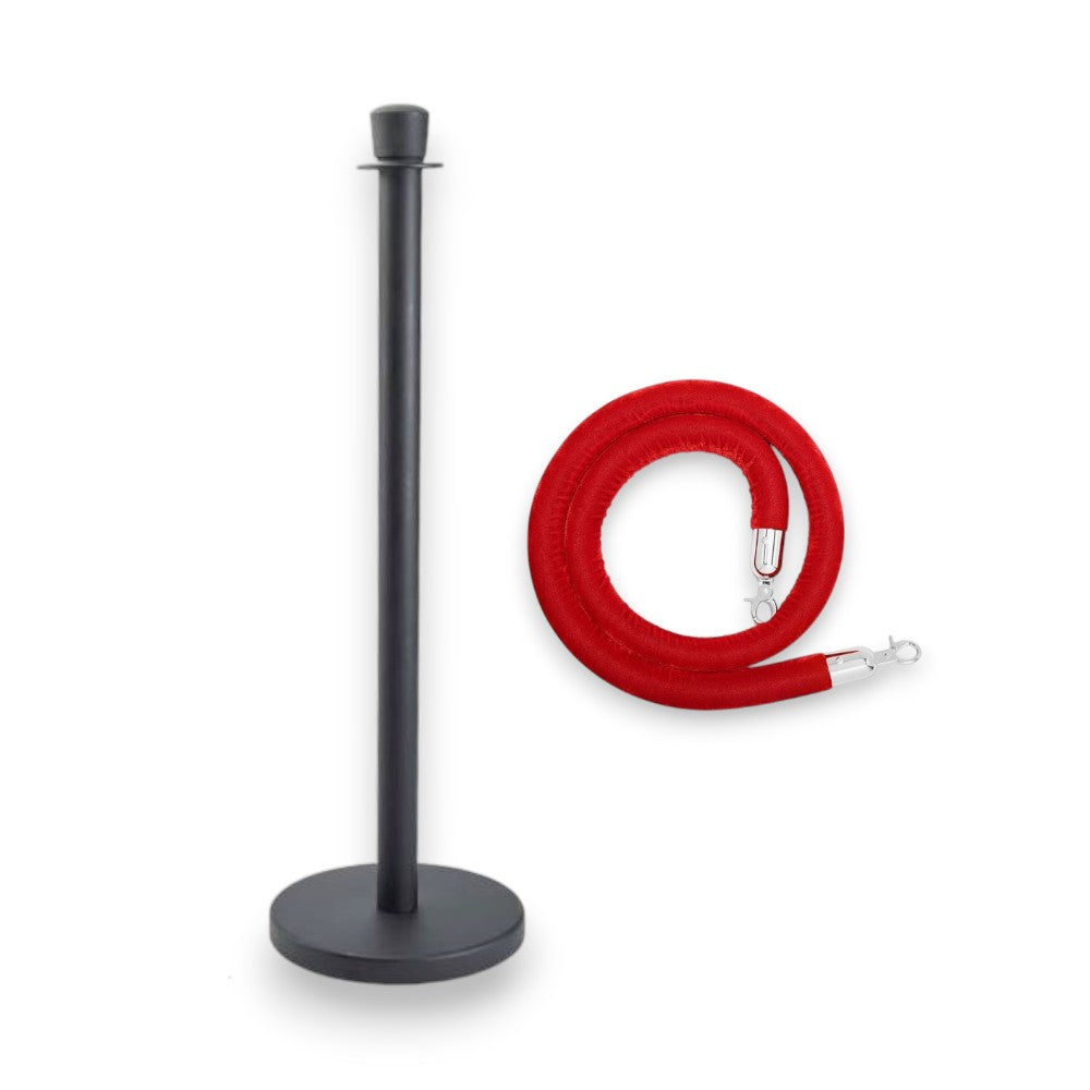 Stanchions Black Rope Queue Barrier