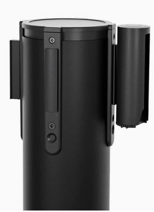 Black Retractable Barrier Posts with Red Belts- Set of 4