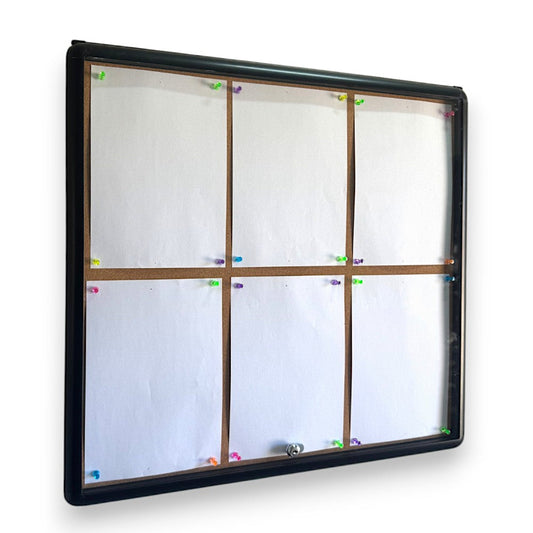 Lockable Notice Board Cabinets 6xA4 Indoor Black