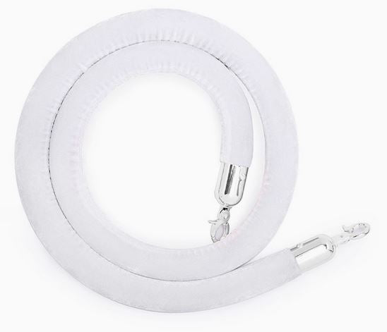 Silver Queue Bollard Post Set of 3 Posts + 2 White Ropes