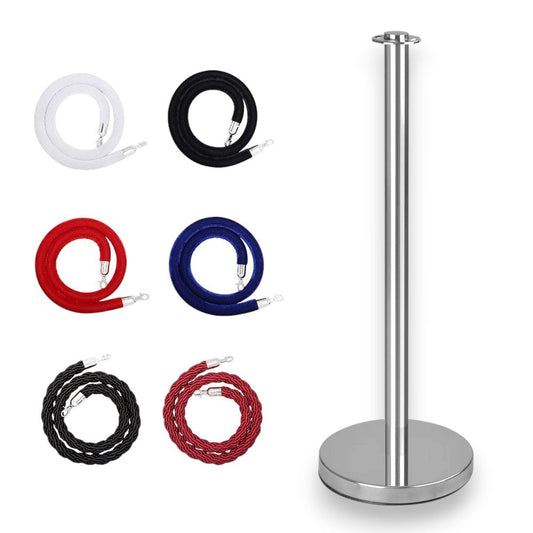 Silver Crowd Control Stanchion with Rope