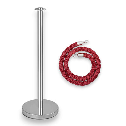 Silver Crowd Control Stanchion with Rope