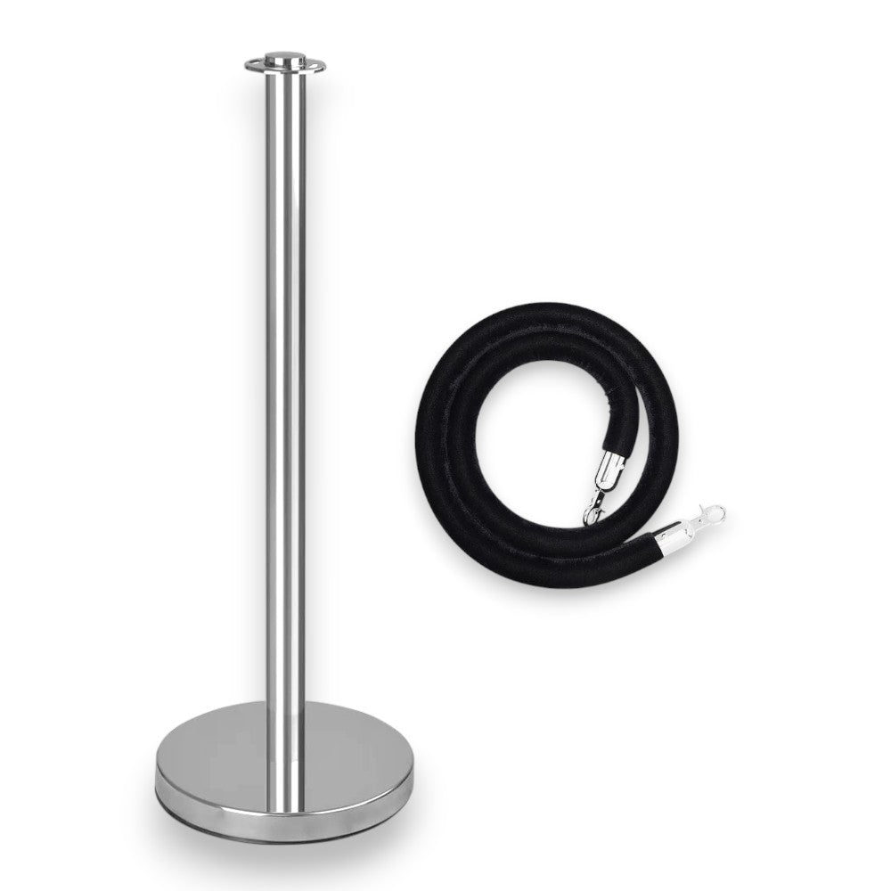 Silver Crowd Control Stanchion with Rope