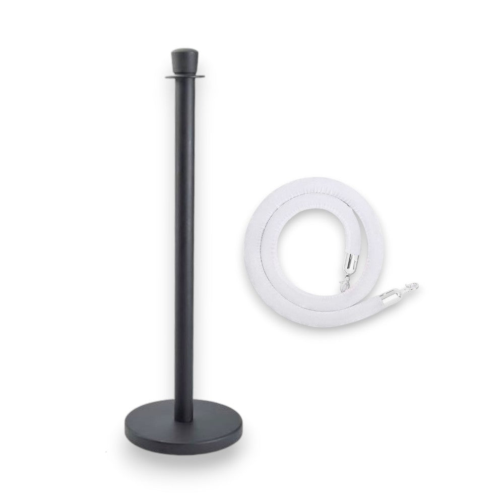 Stanchions Black Rope Queue Barrier