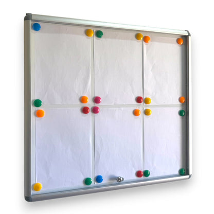 Magnetic Whiteboard Lockable Notice Board – Secure Aluminum Frame, Fits 6 A4 Papers