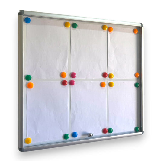 Magnetic Whiteboard Lockable Notice Board – Secure Aluminum Frame, Fits 6 A4 Papers