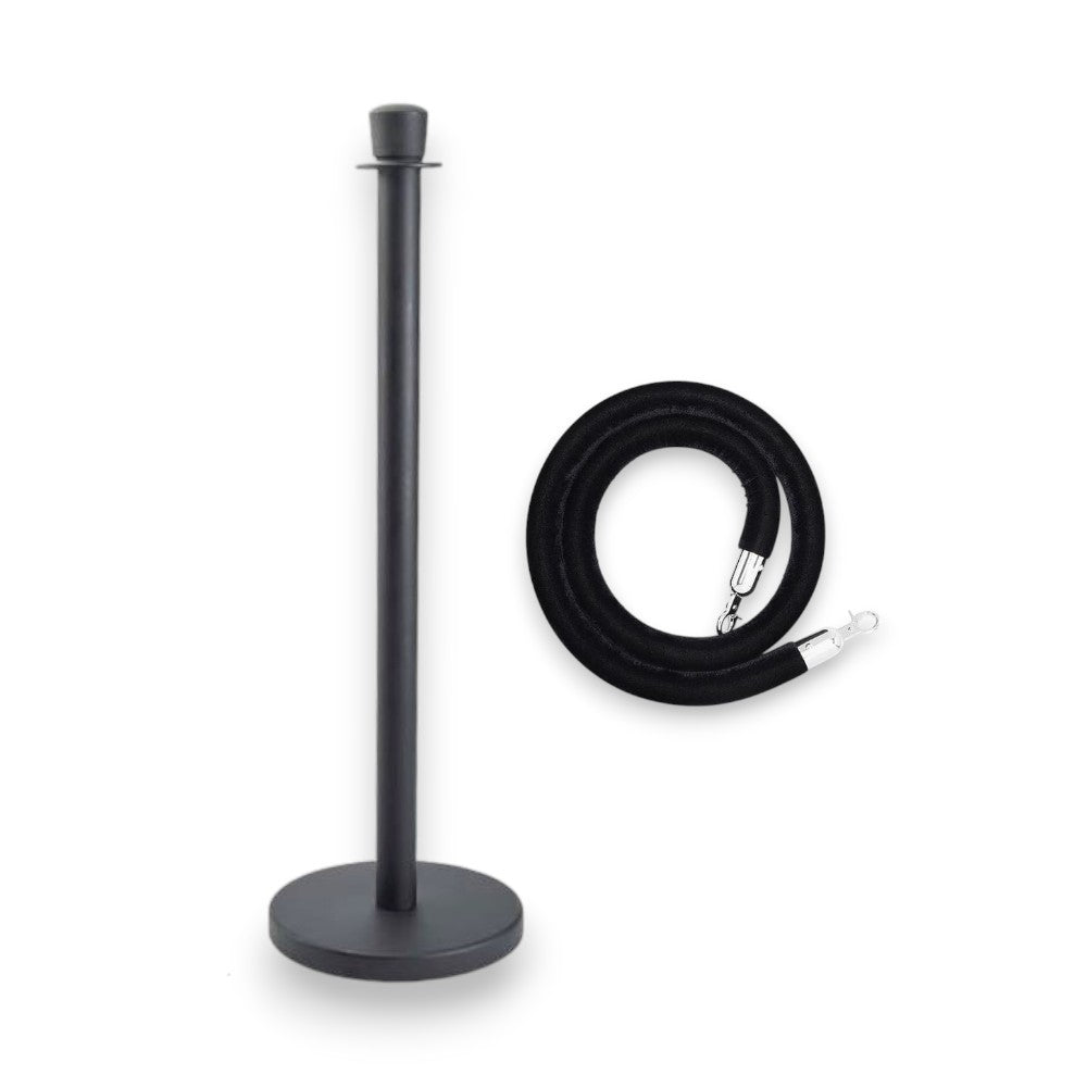 Stanchions Black Rope Queue Barrier