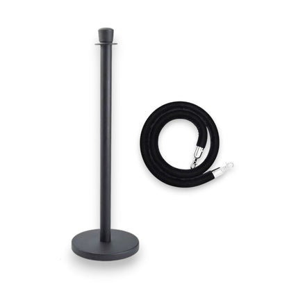Stanchions Black Rope Queue Barrier