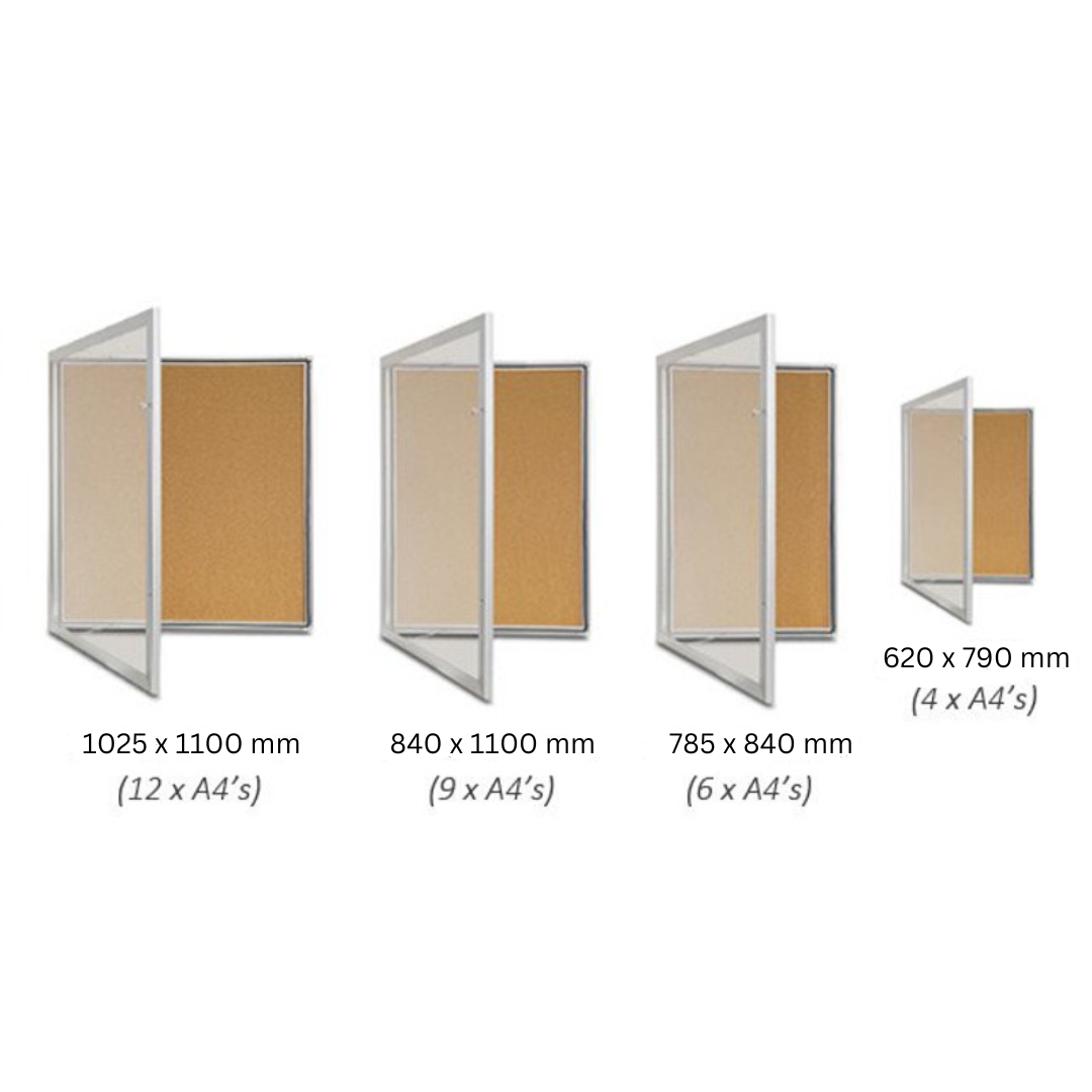 Notice Board Lockable Outdoor Wall Mounted Cork Board 4xA4