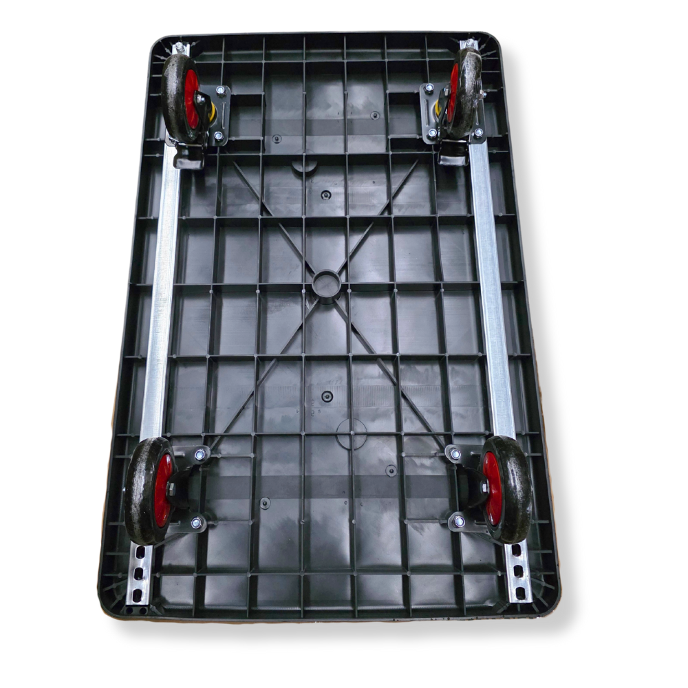 Heavy Duty Platform Trolley 270kg Black 720×490mm with Silent Braking Wheels