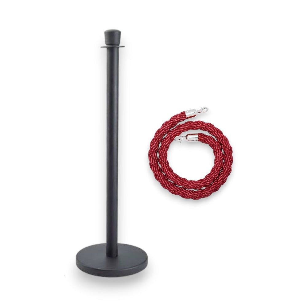 Stanchions Black Rope Queue Barrier