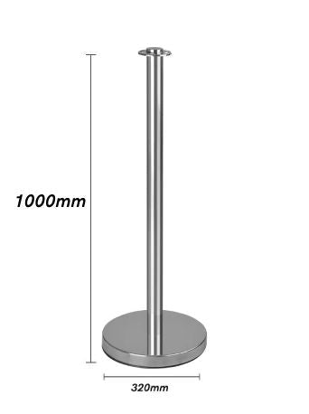 Silver Stanchions Crowd Control Set of 3 Posts + 2 Black Ropes