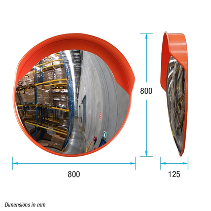 800mm Convex Safety Mirror with Bracket – Indoor & Outdoor Wide Angle Mirror