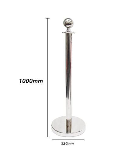 Silver Queue Bollard Post Set of 3 Posts + 2 Black Ropes