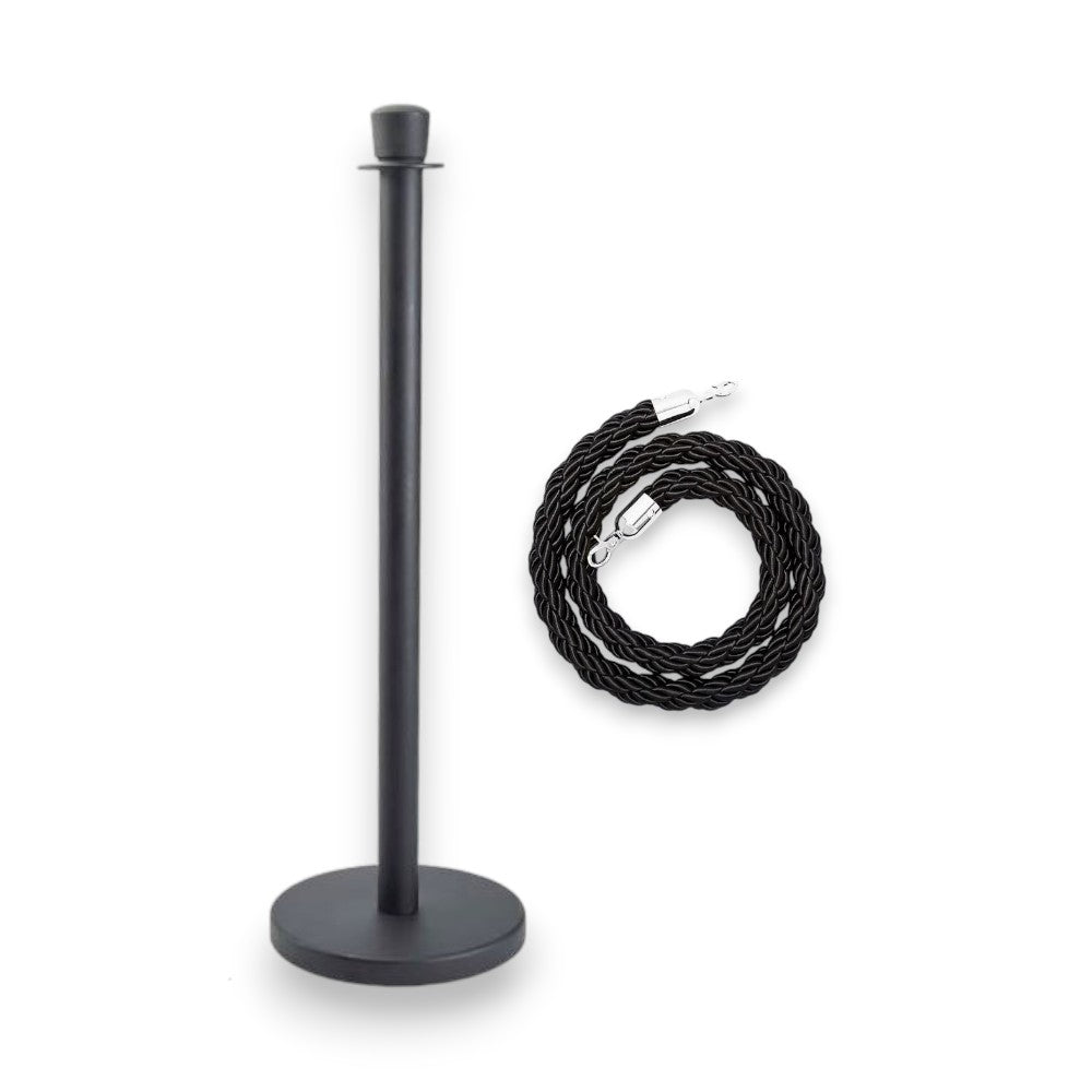 Stanchions Black Rope Queue Barrier