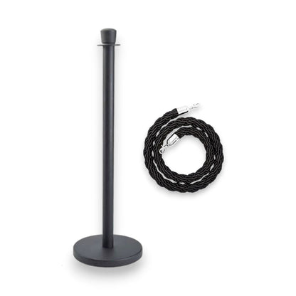 Stanchions Black Rope Queue Barrier