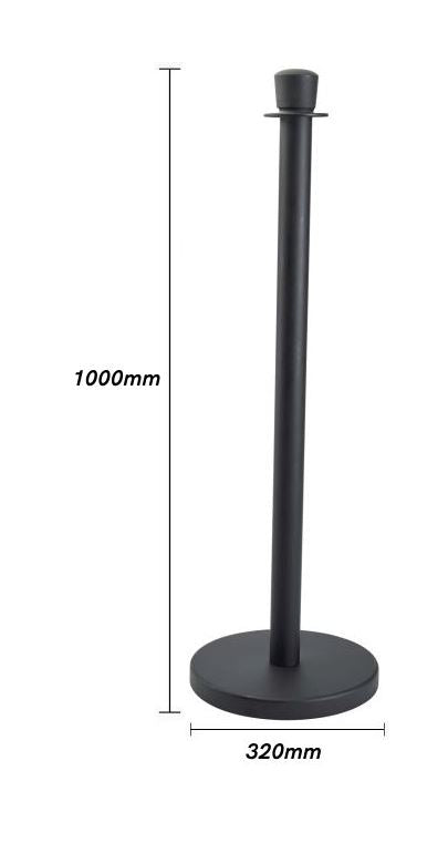 Black Crowd Control Bollards Set of 3 Posts + 2 White Ropes