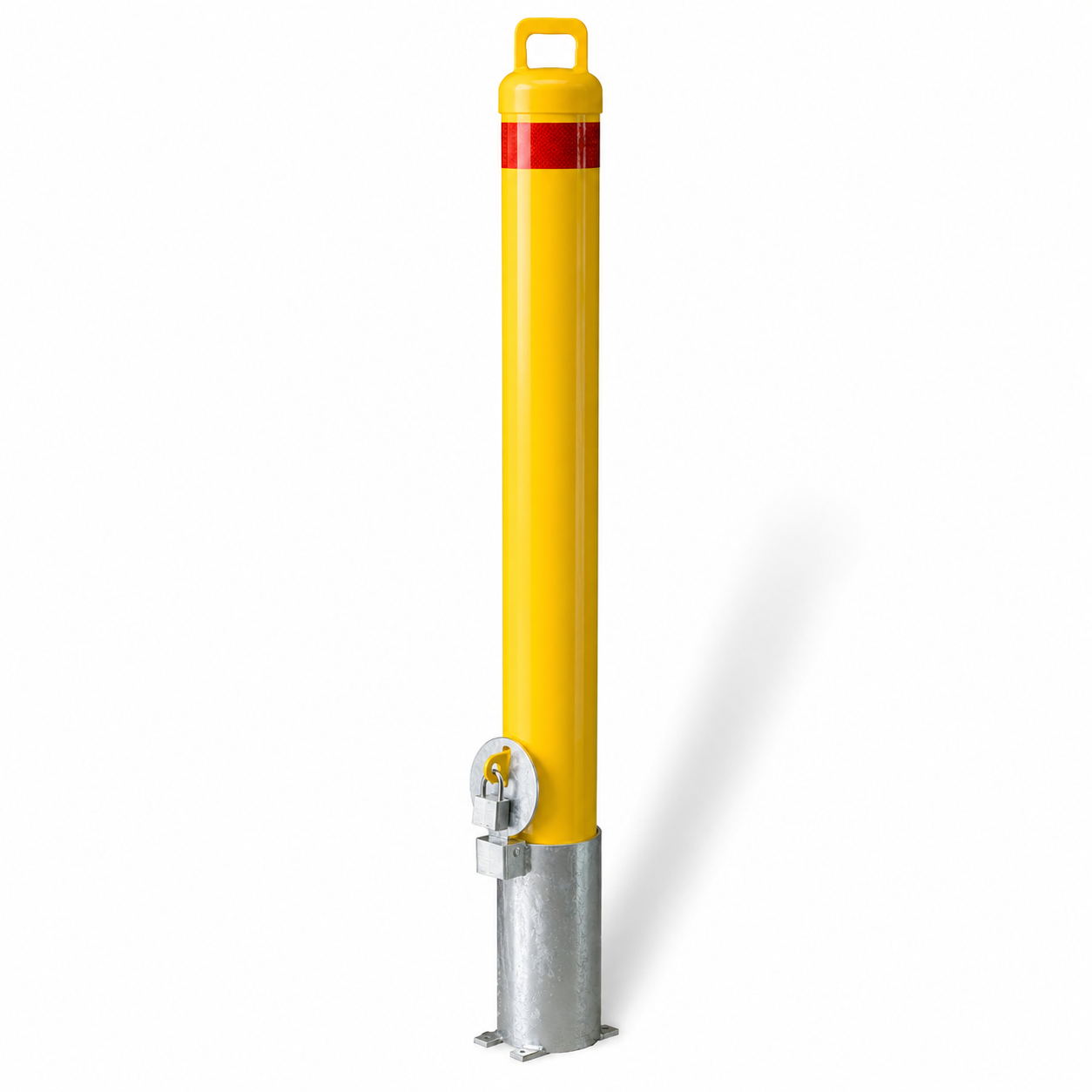 90mm In-Ground Padlock Removable Bollard – 960mm Yellow Steel Bollard