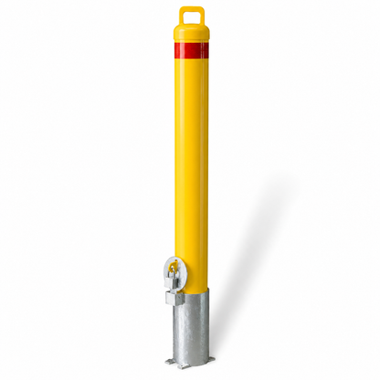 90mm In-Ground Padlock Removable Bollard – 960mm Yellow Steel Bollard