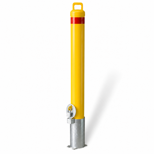 90mm In-Ground Padlock Removable Bollard – 960mm Yellow Steel Bollard