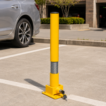 60mm Spring-Loaded Fold Down Parking Bollard – 610mm Key Lock Bollard