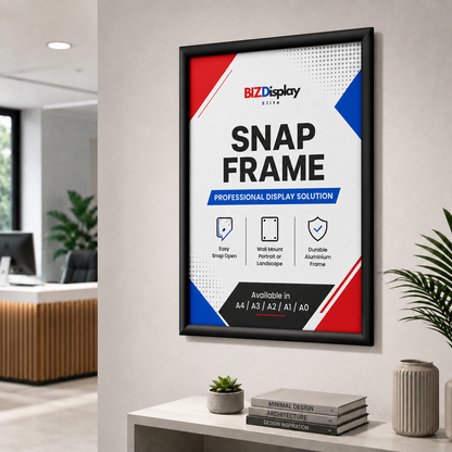 A1 Self-Adhesive Black Snap Poster Frame – 25mm Profile