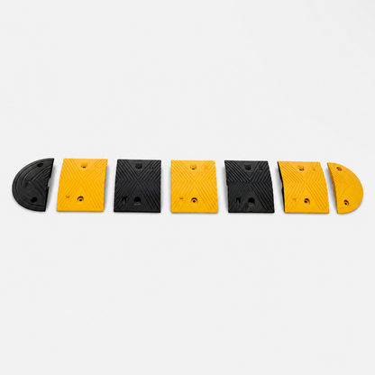 Rubber Speed Hump End Cap – Black/Yellow, 50mm High