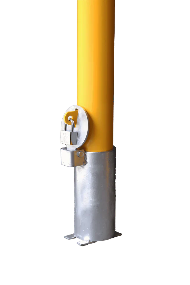 90mm In-Ground Padlock Removable Bollard – 960mm Yellow Steel Bollard