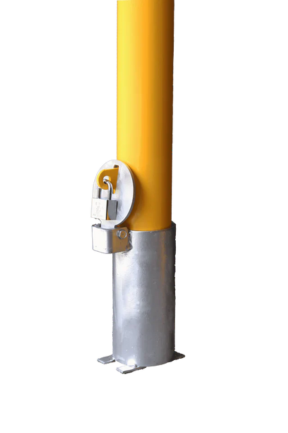 90mm In-Ground Padlock Removable Bollard – 960mm Yellow Steel Bollard