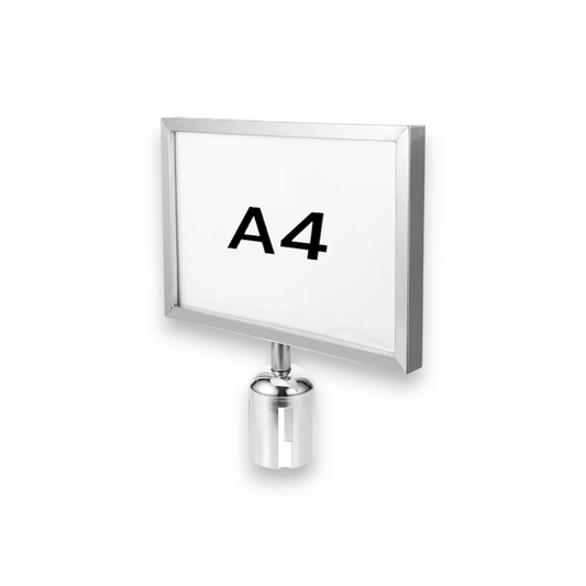 A4 Landscape Sign Holder for Silver Retractable Barrier