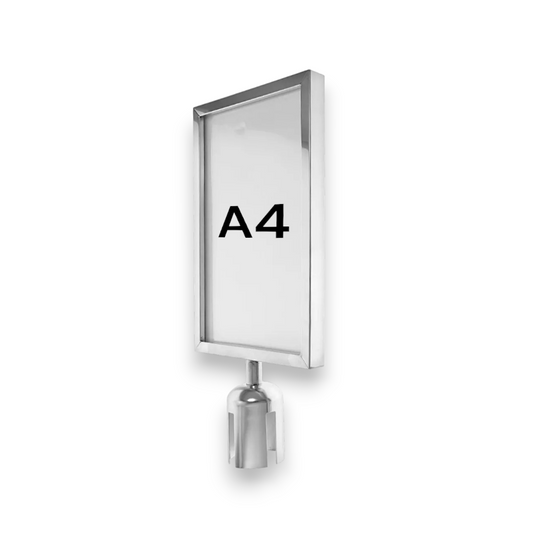 A4 Portrait Sign Holder for Silver Retractable Barrier