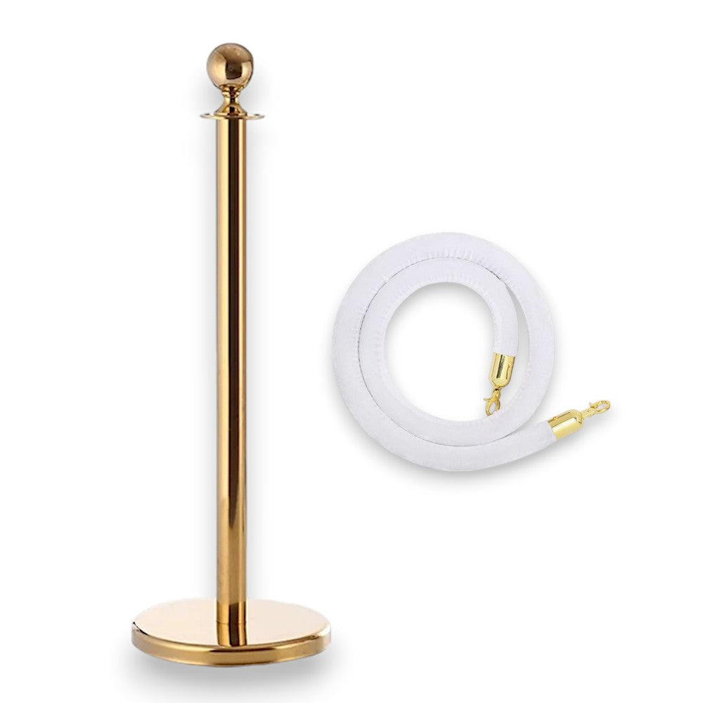 Gold Rope Queue Barrier - Globe Top