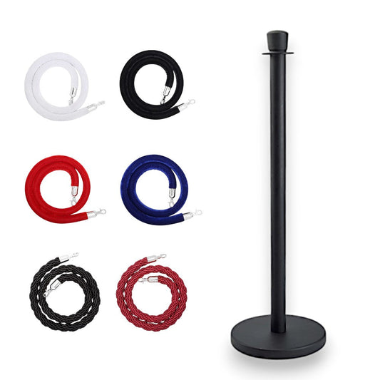 Stanchions Black Rope Queue Barrier