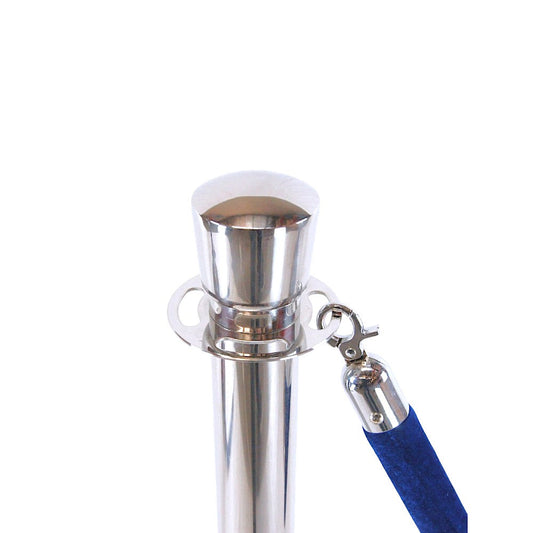 Silver Crowd Control Bollards Set of 3 Posts + 2 Blue Ropes