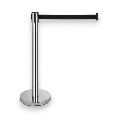 Retractable Belt Barrier Bollard Stainless Steel with Black Belt