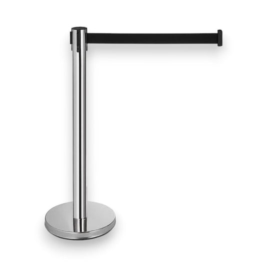 Retractable Belt Barrier Bollard Stainless Steel with Black Belt
