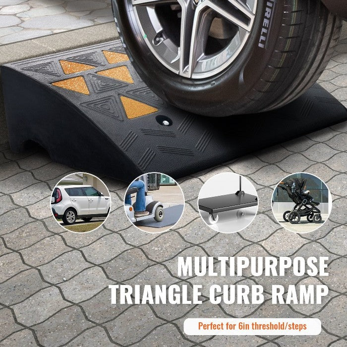 Rubber Kerb Ramp 125mm High-Vis Reflectors