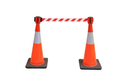Traffic Cone Topper Retractable Belt 3m – Red/White Safety Barrier
