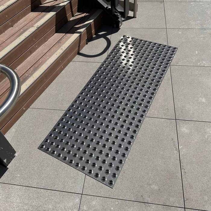 Tactile Indicator Plate Stainless Steel — Black Carb 300x600mm