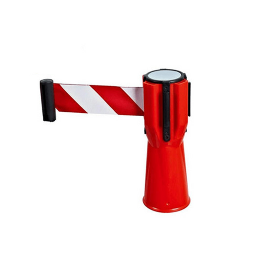 Traffic Cone Topper Retractable Belt 3m – Red/White Safety Barrier