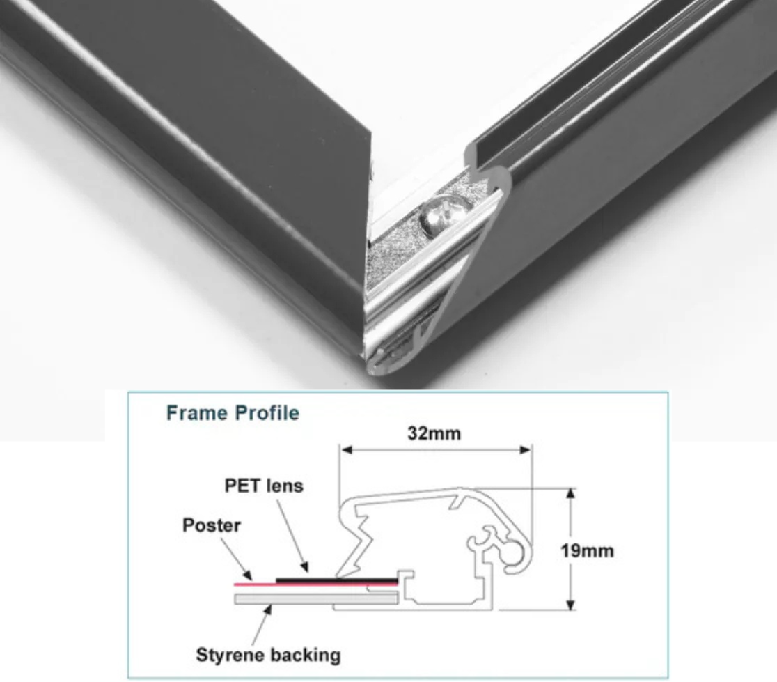 A0 Heavy Duty Snap Frames 32mm Black