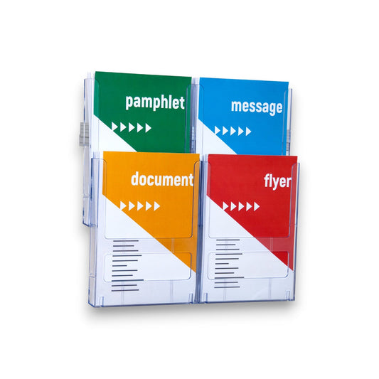 4xA4 Wall Mounted Brochure Holders Lit Loc