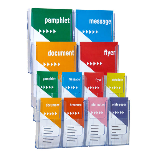 4xA4 & 8xDL Wall Mount Brochure Holders Lit Loc
