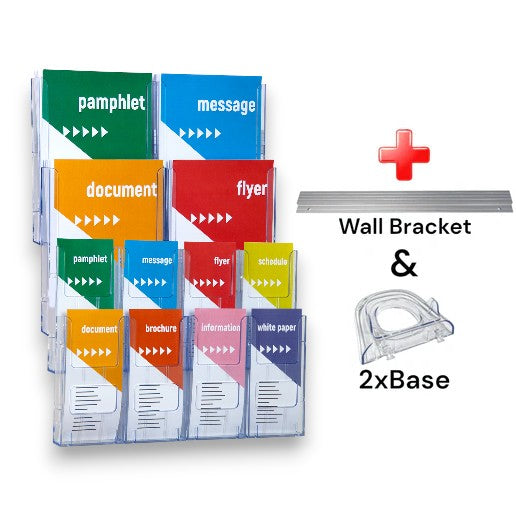 4xA4 & 8xDL Wall Mount Brochure Holders Lit Loc